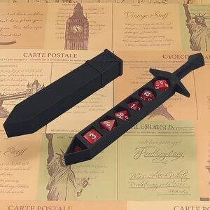7 Dice w/Anime-Themed RPG Dice Sword Game System ABS Plastic Dice Storage Case